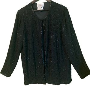 Vintage 90’s Art Deco black beaded jacket